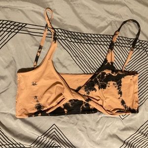 Dippin’ Daisy Midnight Tie Dye Maui Top Size L Black and Tan Bikini